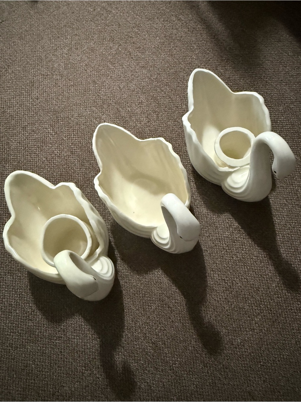Swan Figurines Elegant Trinket/Ring Dish/cake Topper/Ivory Lot Of 3